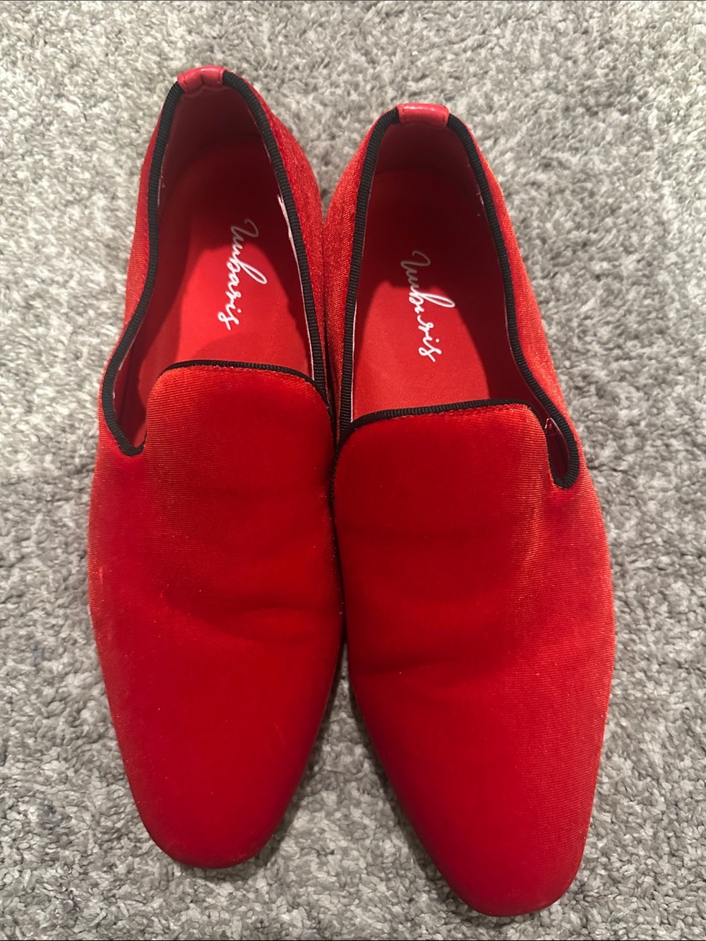 Unbranded Men's Red Velvet Slip-On Loafers Size 10
